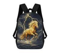 sinyumoney Mochila 3D Divertida Y Genial Para Adolescentes (niños Y Niñas) Golden Horse in Storm Mochila Con Estampado 3D Para Niños, Mochila Escolar Para Niños De Primaria 17inch