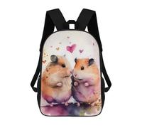 sinyumoney Mochila 3D Divertida Y Genial Para Adolescentes (niños Y Niñas) Hamster Couple Watercolor Mochila Con Estampado 3D Para Niños, Mochila Escolar Para Niños De Primaria 17inch