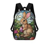 sinyumoney Mochila 3D Divertida Y Genial Para Adolescentes (niños Y Niñas) Happy Easter Bunny Glass Art Mochila Con Estampado 3D Para Niños, Mochila Escolar Para Niños De Primaria 17inch