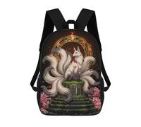 sinyumoney Mochila 3D Divertida Y Genial Para Adolescentes (niños Y Niñas) Nine-tailed Fox Digital Art Mochila Con Estampado 3D Para Niños, Mochila Escolar Para Niños De Primaria 17inch