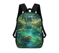 sinyumoney Mochila 3D Divertida Y Genial Para Adolescentes (niños Y Niñas) Otter in Japanese Garden Pond Mochila Con Estampado 3D Para Niños, Mochila Escolar Para Niños De Primaria 17inch