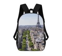 sinyumoney Mochila 3D Divertida Y Genial Para Adolescentes (niños Y Niñas) Paris Street View with Eiffel Tower Mochila Con Estampado 3D Para Niños, Mochila Escolar Para Niños De Primaria 17inch