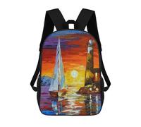 sinyumoney Mochila 3D Divertida Y Genial Para Adolescentes (niños Y Niñas) Sailboat And Lighthouse Mochila Con Estampado 3D Para Niños, Mochila Escolar Para Niños De Primaria 17inch