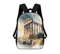 sinyumoney Mochila 3D Divertida Y Genial Para Adolescentes (niños Y Niñas) Temple of Poseidon Sounion Mochila Con Estampado 3D Para Niños, Mochila Escolar Para Niños De Primaria 17inch