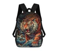 sinyumoney Mochila 3D Divertida Y Genial Para Adolescentes (niños Y Niñas) The Great Tiger Wave Mochila Con Estampado 3D Para Niños, Mochila Escolar Para Niños De Primaria 17inch