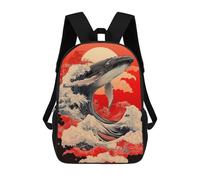sinyumoney Mochila 3D Divertida Y Genial Para Adolescentes (niños Y Niñas) Whale And Red Sun Mochila Con Estampado 3D Para Niños, Mochila Escolar Para Niños De Primaria 17inch