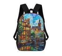 Sinyumoney Mochila 3D Impresa Astronaut Space León Mochila De Moda Para La Escuela, Viajes Y Ocio, Mochila Grande Para Niños Y Niñas, Ámsterdam Canal Glow, 17"