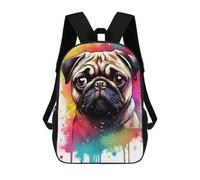 Sinyumoney Mochila 3D Impresa Astronaut Space León Mochila De Moda Para La Escuela, Viajes Y Ocio, Mochila Grande Para Niños Y Niñas, Cute Watercolor Pug Dog, 17"