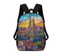Sinyumoney Mochila 3D Impresa Astronaut Space León Mochila De Moda Para La Escuela, Viajes Y Ocio, Mochila Grande Para Niños Y Niñas, Barcelona Sunset Mosaic, 17"