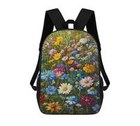 Sinyumoney Mochila 3D Impreso Para Niños Linda Blanco Conejo Mochila De Moda Para La Escuela, Viajes Y Ocio, Mochila Grande Para Niños Y Niñas, Floral Wildflower Field, 17"