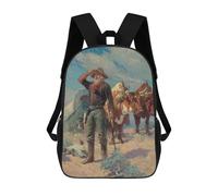 Sinyumoney Mochila 4Niñas Vaquero Breaking The Horse Mochila Escolar Niño Impreso En 3D, Mochila Casual Y Ligero Para Colegios, Old Man Looking For A Road, 17"