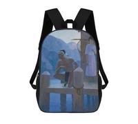 Sinyumoney Mochila 4Niñas Vaquero Breaking The Horse Mochila Escolar Niño Impreso En 3D, Mochila Casual Y Ligero Para Colegios, Indian With Western Girl, 17"