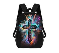 Sinyumoney Mochila 4Niñas Vaquero Breaking The Horse Mochila Escolar Niño Impreso En 3D, Mochila Casual Y Ligero Para Colegios, Cross Watercolor Art, 17"