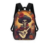 Sinyumoney Mochila 4Niñas Vaquero Breaking The Horse Mochila Escolar Niño Impreso En 3D, Mochila Casual Y Ligero Para Colegios, El Musico, 17"