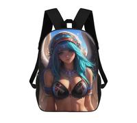 sinyumoney Mochila De 17 Pulgadas Angel with Blue Hair Anime Girl, Mochila Escolar Impresa En 3D, Bolsa Para El Almuerzo Escolar, Mochila De Viaje, Mochila Para Amigos Para Niñas Y Niños.