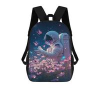sinyumoney Mochila De 17 Pulgadas Astronaut in Flower Field -1, Mochila Escolar Impresa En 3D, Bolsa Para El Almuerzo Escolar, Mochila De Viaje, Mochila Para Amigos Para Niñas Y Niños.