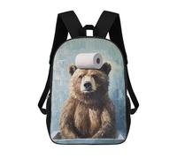 sinyumoney Mochila De 17 Pulgadas Bear in Bathroom with Toilet Paper, Mochila Escolar Impresa En 3D, Bolsa Para El Almuerzo Escolar, Mochila De Viaje, Mochila Para Amigos Para Niñas Y Niños.