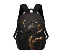 sinyumoney Mochila De 17 Pulgadas Black And Gold Sparrow 02, Mochila Escolar Impresa En 3D, Bolsa Para El Almuerzo Escolar, Mochila De Viaje, Mochila Para Amigos Para Niñas Y Niños.