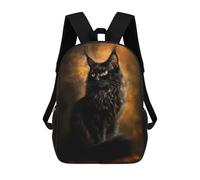 sinyumoney Mochila De 17 Pulgadas Black Maine Coon Cat Portrait, Mochila Escolar Impresa En 3D, Bolsa Para El Almuerzo Escolar, Mochila De Viaje, Mochila Para Amigos Para Niñas Y Niños.