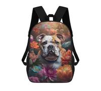 sinyumoney Mochila De 17 Pulgadas Bulldog in Flowers, Mochila Escolar Impresa En 3D, Bolsa Para El Almuerzo Escolar, Mochila De Viaje, Mochila Para Amigos Para Niñas Y Niños.