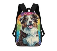 sinyumoney Mochila De 17 Pulgadas Colorful Australian Shepherd Art Print, Mochila Escolar Impresa En 3D, Bolsa Para El Almuerzo Escolar, Mochila De Viaje, Mochila Para Amigos Para Niñas Y Niños.
