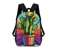 sinyumoney Mochila De 17 Pulgadas Colorful Cactus Pot Art Print, Mochila Escolar Impresa En 3D, Bolsa Para El Almuerzo Escolar, Mochila De Viaje, Mochila Para Amigos Para Niñas Y Niños.