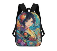 sinyumoney Mochila De 17 Pulgadas Colorful Floral Kimono Artwork, Mochila Escolar Impresa En 3D, Bolsa Para El Almuerzo Escolar, Mochila De Viaje, Mochila Para Amigos Para Niñas Y Niños.