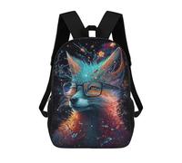 sinyumoney Mochila De 17 Pulgadas Colorful Fox with Glasses Art Print, Mochila Escolar Impresa En 3D, Bolsa Para El Almuerzo Escolar, Mochila De Viaje, Mochila Para Amigos Para Niñas Y Niños.