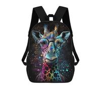 sinyumoney Mochila De 17 Pulgadas Colorful Giraffe with Glasses Art Print-3, Mochila Escolar Impresa En 3D, Bolsa Para El Almuerzo Escolar, Mochila De Viaje, Mochila Para Amigos Para Niñas Y Niños.