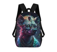 sinyumoney Mochila De 17 Pulgadas Colorful Hyena with Glasses, Mochila Escolar Impresa En 3D, Bolsa Para El Almuerzo Escolar, Mochila De Viaje, Mochila Para Amigos Para Niñas Y Niños.