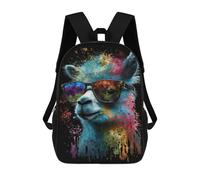 sinyumoney Mochila De 17 Pulgadas Colorful Llama Art Print-1, Mochila Escolar Impresa En 3D, Bolsa Para El Almuerzo Escolar, Mochila De Viaje, Mochila Para Amigos Para Niñas Y Niños.