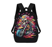 sinyumoney Mochila De 17 Pulgadas Colorful Skull Biker Art Print, Mochila Escolar Impresa En 3D, Bolsa Para El Almuerzo Escolar, Mochila De Viaje, Mochila Para Amigos Para Niñas Y Niños.