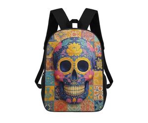 sinyumoney Mochila De 17 Pulgadas Colorful Sugar Skull Wall Art, Mochila Escolar Impresa En 3D, Bolsa Para El Almuerzo Escolar, Mochila De Viaje, Mochila Para Amigos Para Niñas Y Niños.