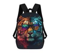 sinyumoney Mochila De 17 Pulgadas Colorful Tiger Sunglasses Art Print, Mochila Escolar Impresa En 3D, Bolsa Para El Almuerzo Escolar, Mochila De Viaje, Mochila Para Amigos Para Niñas Y Niños.