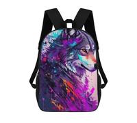 sinyumoney Mochila De 17 Pulgadas Colorful Wolf Art Print-3, Mochila Escolar Impresa En 3D, Bolsa Para El Almuerzo Escolar, Mochila De Viaje, Mochila Para Amigos Para Niñas Y Niños.