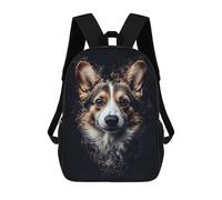 sinyumoney Mochila De 17 Pulgadas Corgi Portrait with Digital Dust Effect, Mochila Escolar Impresa En 3D, Bolsa Para El Almuerzo Escolar, Mochila De Viaje, Mochila Para Amigos Para Niñas Y Niños.