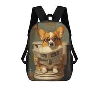 sinyumoney Mochila De 17 Pulgadas Corgi Reading Newspaper on Toilet-3, Mochila Escolar Impresa En 3D, Bolsa Para El Almuerzo Escolar, Mochila De Viaje, Mochila Para Amigos Para Niñas Y Niños.