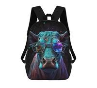 sinyumoney Mochila De 17 Pulgadas Cosmic Cow Glasses Art Print, Mochila Escolar Impresa En 3D, Bolsa Para El Almuerzo Escolar, Mochila De Viaje, Mochila Para Amigos Para Niñas Y Niños.