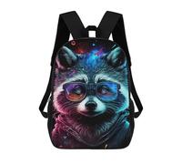 sinyumoney Mochila De 17 Pulgadas Cosmic Raccoon Glasses Art Print, Mochila Escolar Impresa En 3D, Bolsa Para El Almuerzo Escolar, Mochila De Viaje, Mochila Para Amigos Para Niñas Y Niños.