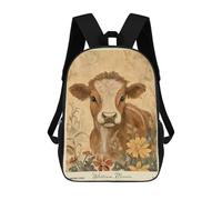 sinyumoney Mochila De 17 Pulgadas Cow William Morris Floral Farm, Mochila Escolar Impresa En 3D, Bolsa Para El Almuerzo Escolar, Mochila De Viaje, Mochila Para Amigos Para Niñas Y Niños.