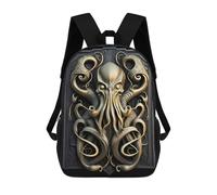 sinyumoney Mochila De 17 Pulgadas Cthulhu Golden Art Deco, Mochila Escolar Impresa En 3D, Bolsa Para El Almuerzo Escolar, Mochila De Viaje, Mochila Para Amigos Para Niñas Y Niños.