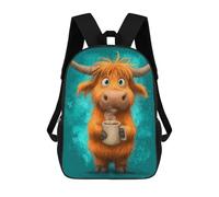 sinyumoney Mochila De 17 Pulgadas Cute Highland Cow with Coffee Mug, Mochila Escolar Impresa En 3D, Bolsa Para El Almuerzo Escolar, Mochila De Viaje, Mochila Para Amigos Para Niñas Y Niños.