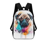 sinyumoney Mochila De 17 Pulgadas Cute Watercolor Pug Art, Mochila Escolar Impresa En 3D, Bolsa Para El Almuerzo Escolar, Mochila De Viaje, Mochila Para Amigos Para Niñas Y Niños.
