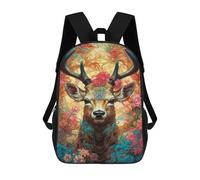 sinyumoney Mochila De 17 Pulgadas Deer with Flowers Fantasy Artwork, Mochila Escolar Impresa En 3D, Bolsa Para El Almuerzo Escolar, Mochila De Viaje, Mochila Para Amigos Para Niñas Y Niños.