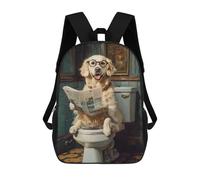 sinyumoney Mochila De 17 Pulgadas Dog Reading Newspaper on Toilet-68, Mochila Escolar Impresa En 3D, Bolsa Para El Almuerzo Escolar, Mochila De Viaje, Mochila Para Amigos Para Niñas Y Niños.