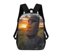 sinyumoney Mochila De 17 Pulgadas Easter Island Statue Sunset, Mochila Escolar Impresa En 3D, Bolsa Para El Almuerzo Escolar, Mochila De Viaje, Mochila Para Amigos Para Niñas Y Niños.