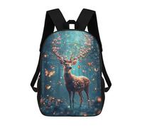 sinyumoney Mochila De 17 Pulgadas Enchanted Forest Deer with Flowers, Mochila Escolar Impresa En 3D, Bolsa Para El Almuerzo Escolar, Mochila De Viaje, Mochila Para Amigos Para Niñas Y Niños.