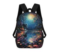 sinyumoney Mochila De 17 Pulgadas Enchanted Forest Pond, Mochila Escolar Impresa En 3D, Bolsa Para El Almuerzo Escolar, Mochila De Viaje, Mochila Para Amigos Para Niñas Y Niños.