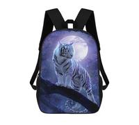 sinyumoney Mochila De 17 Pulgadas Enchanted White Tiger Moonlit Forest -1, Mochila Escolar Impresa En 3D, Bolsa Para El Almuerzo Escolar, Mochila De Viaje, Mochila Para Amigos Para Niñas Y Niños.