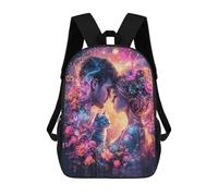 sinyumoney Mochila De 17 Pulgadas Fantasy Lovers with Cat -1, Mochila Escolar Impresa En 3D, Bolsa Para El Almuerzo Escolar, Mochila De Viaje, Mochila Para Amigos Para Niñas Y Niños.